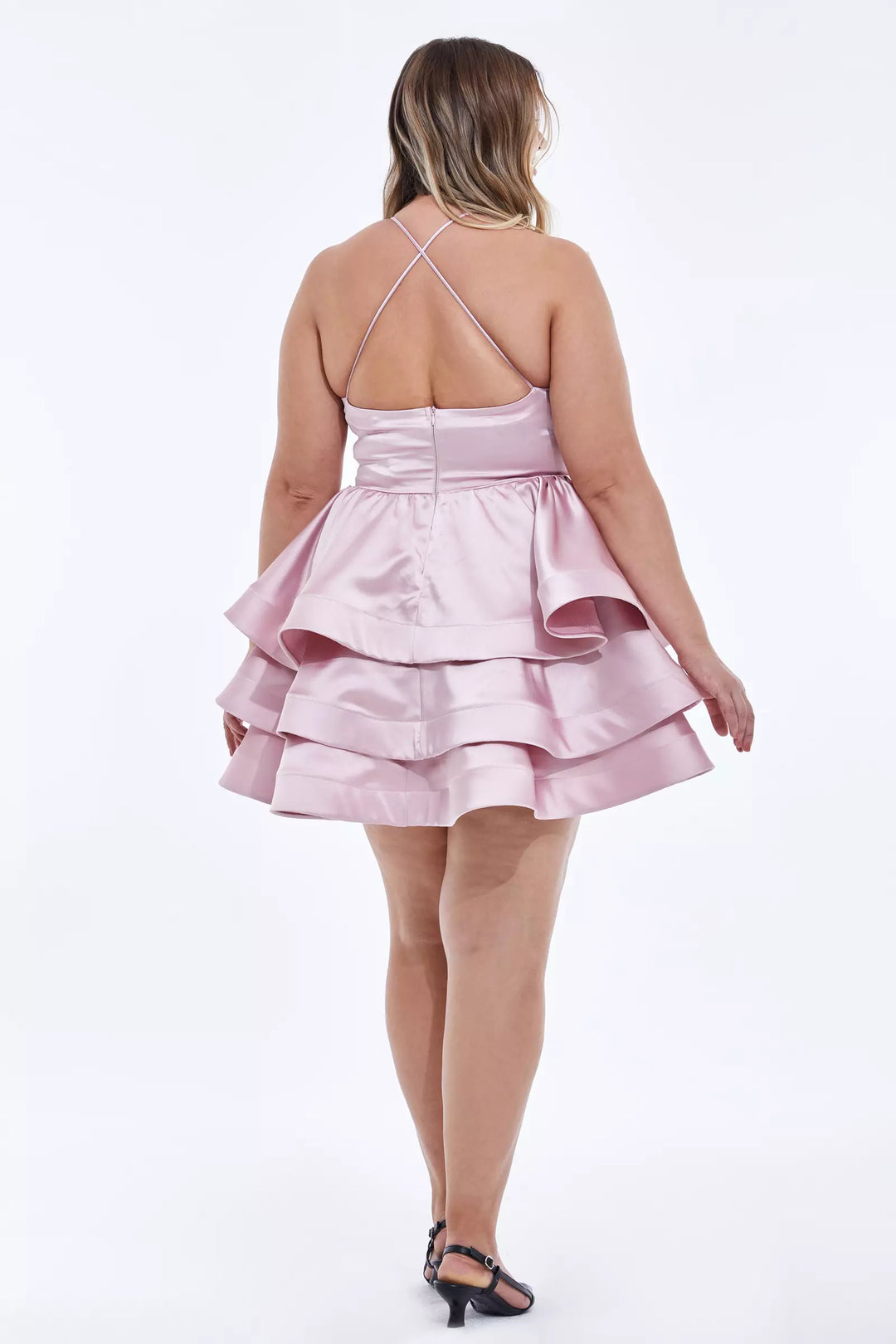 FRV Blush plus size satin sleeveless mini dress - Néa Smýrni