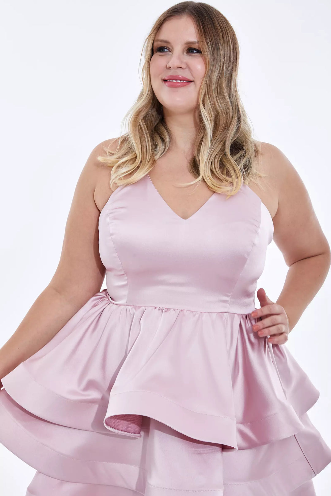 FRV Blush plus size satin sleeveless mini dress - Néa Smýrni