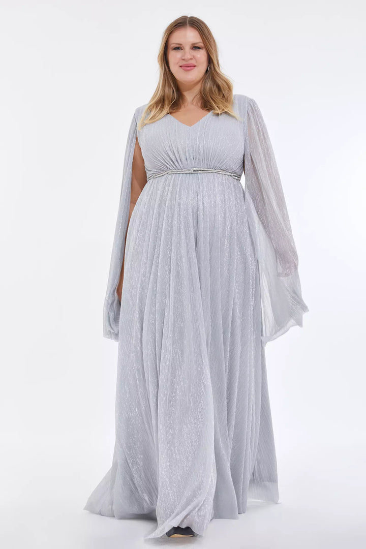 FRV Silver plus size moonlight long sleeve maxi dress - Juana Díaz