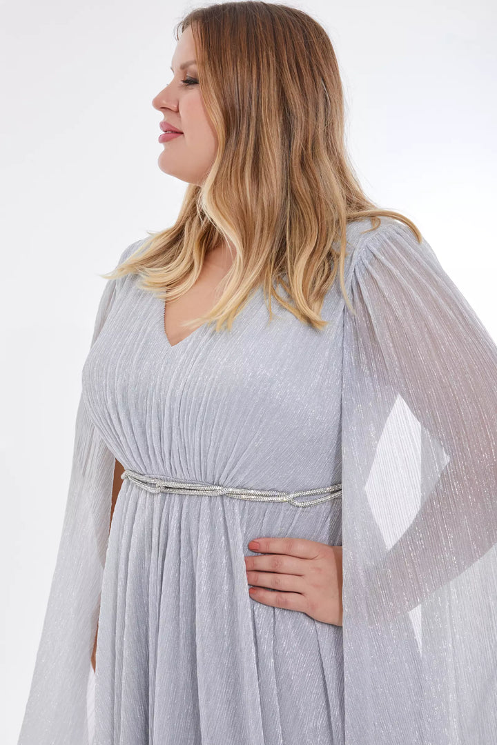 FRV Silver plus size moonlight long sleeve maxi dress - Juana Díaz