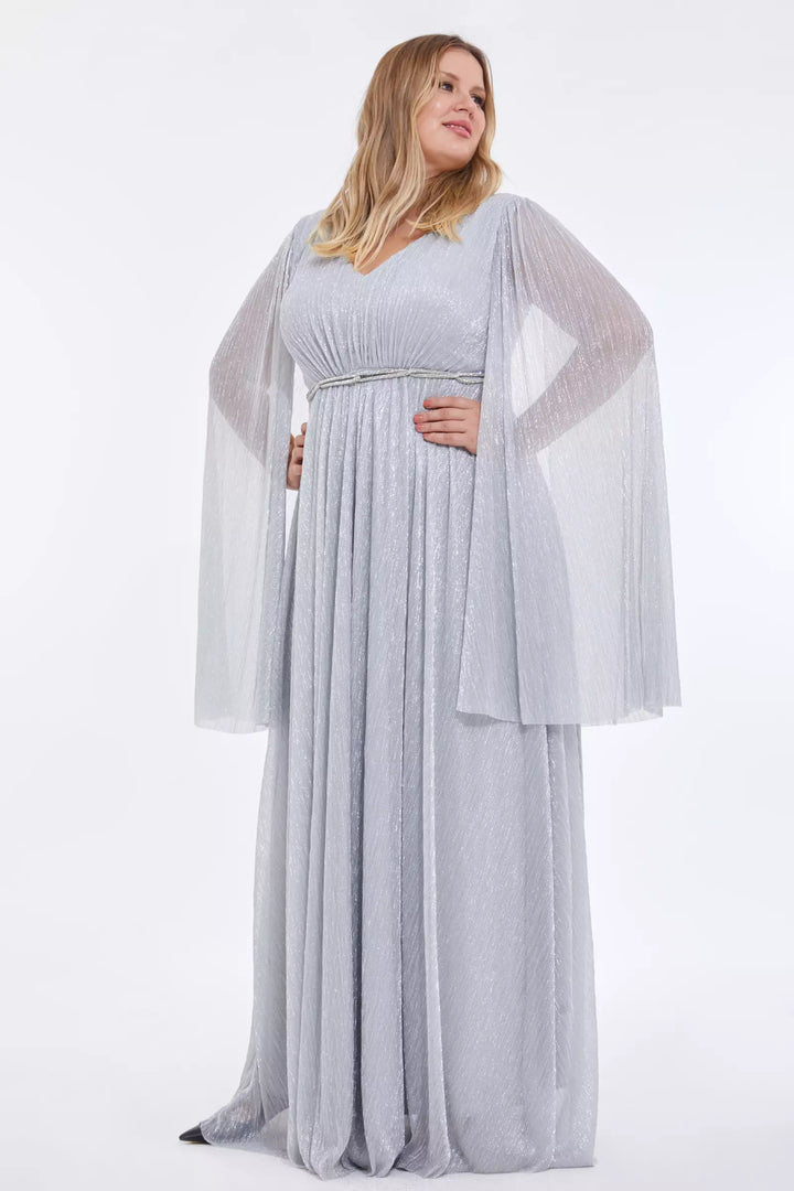 FRV Silver plus size moonlight long sleeve maxi dress - Juana Díaz