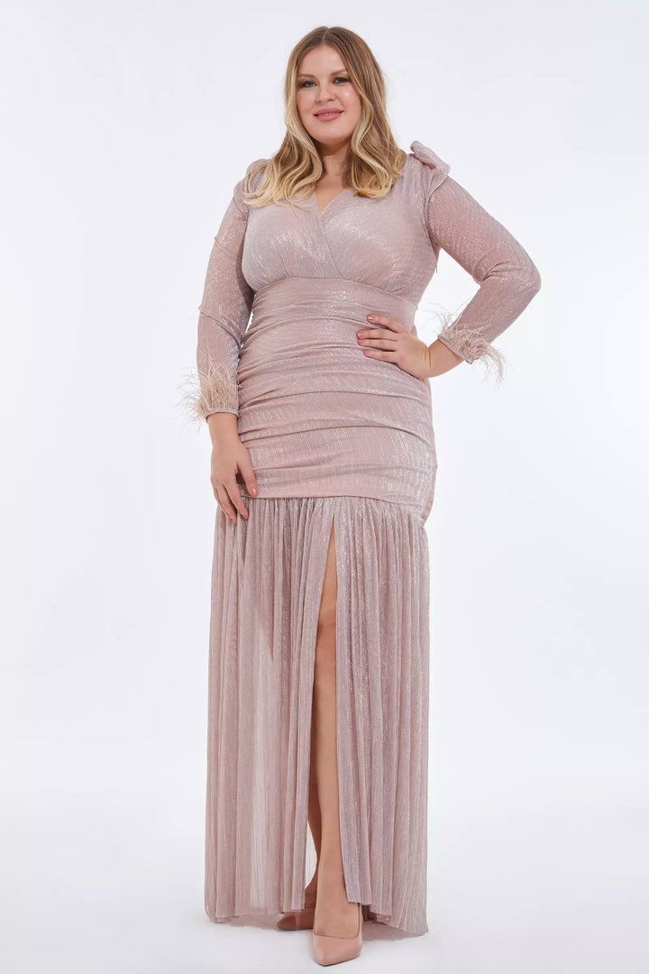 فستان ماكسي بأكمام طويلة ومقاس كبير من FRV Blush - Fondi