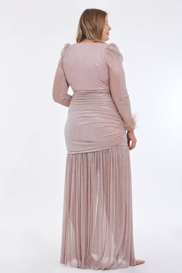 فستان ماكسي بأكمام طويلة ومقاس كبير من FRV Blush - Fondi