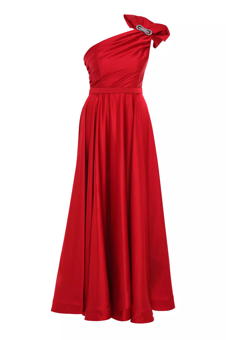 FRV Red plus size satin sleeveless maxi dress - Auburn