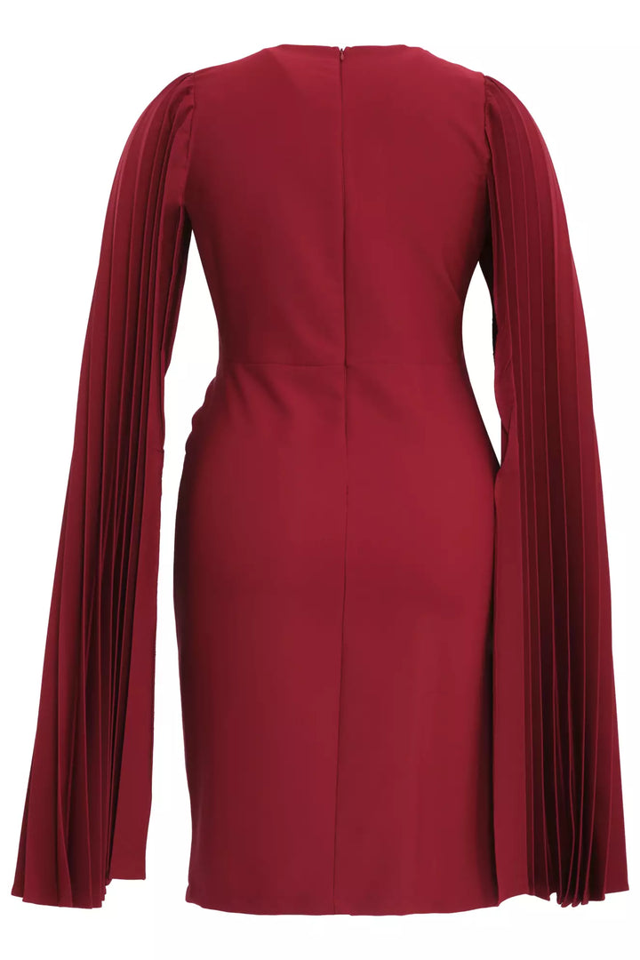 FRV Maroon plus size crepe long sleeve mini dress - Alexandria