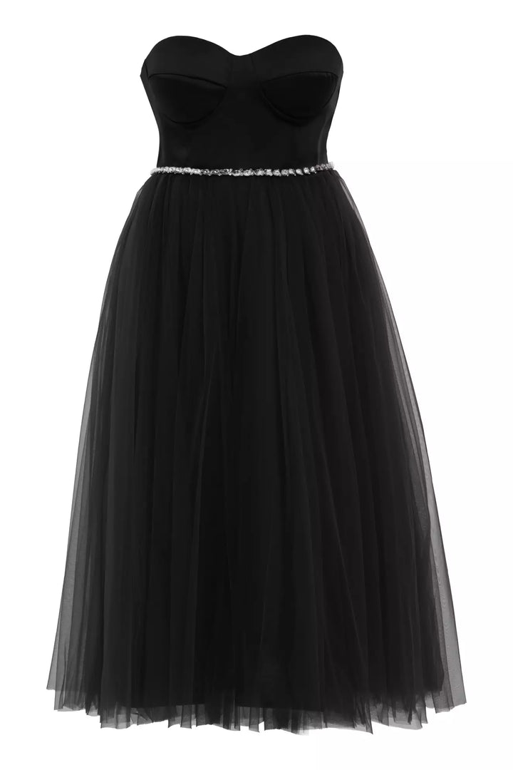 FRV Black plus size satin sleeveless long dress - Iguala de la Independencia