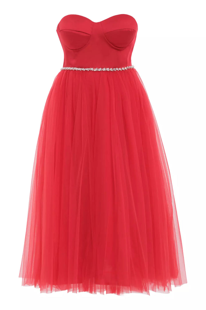FRV Red plus size satin sleeveless long dress - Enterprise