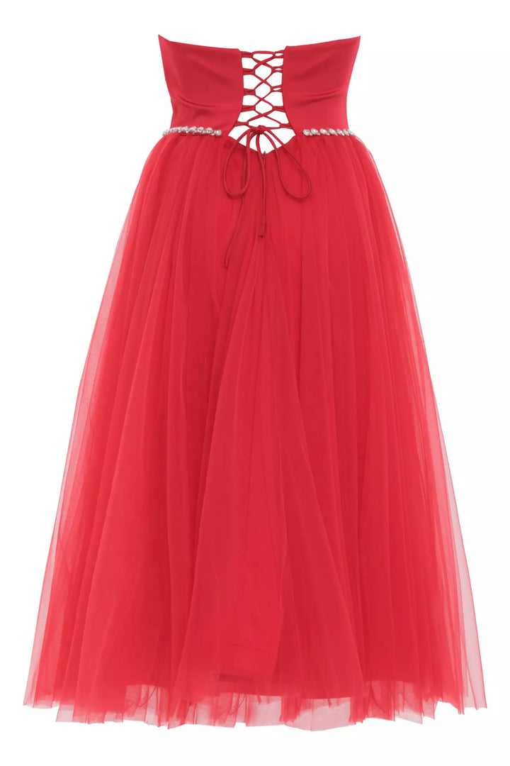 FRV Red plus size satin sleeveless long dress - Enterprise
