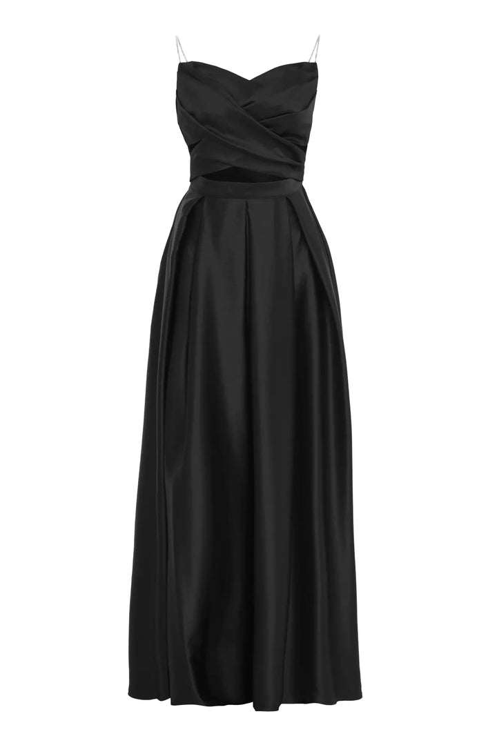 FRV Black plus size satin sleeveless long dress - Santiago Tianguistenco