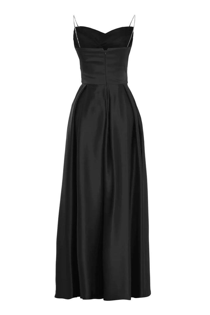 FRV Black plus size satin sleeveless long dress - Santiago Tianguistenco