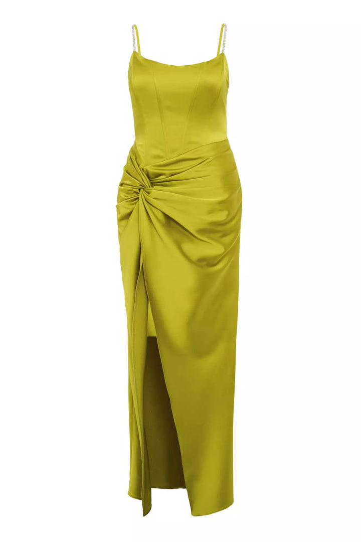 FRV Peanut green plus size satin sleeveless long dress - Torrejón de Ardoz