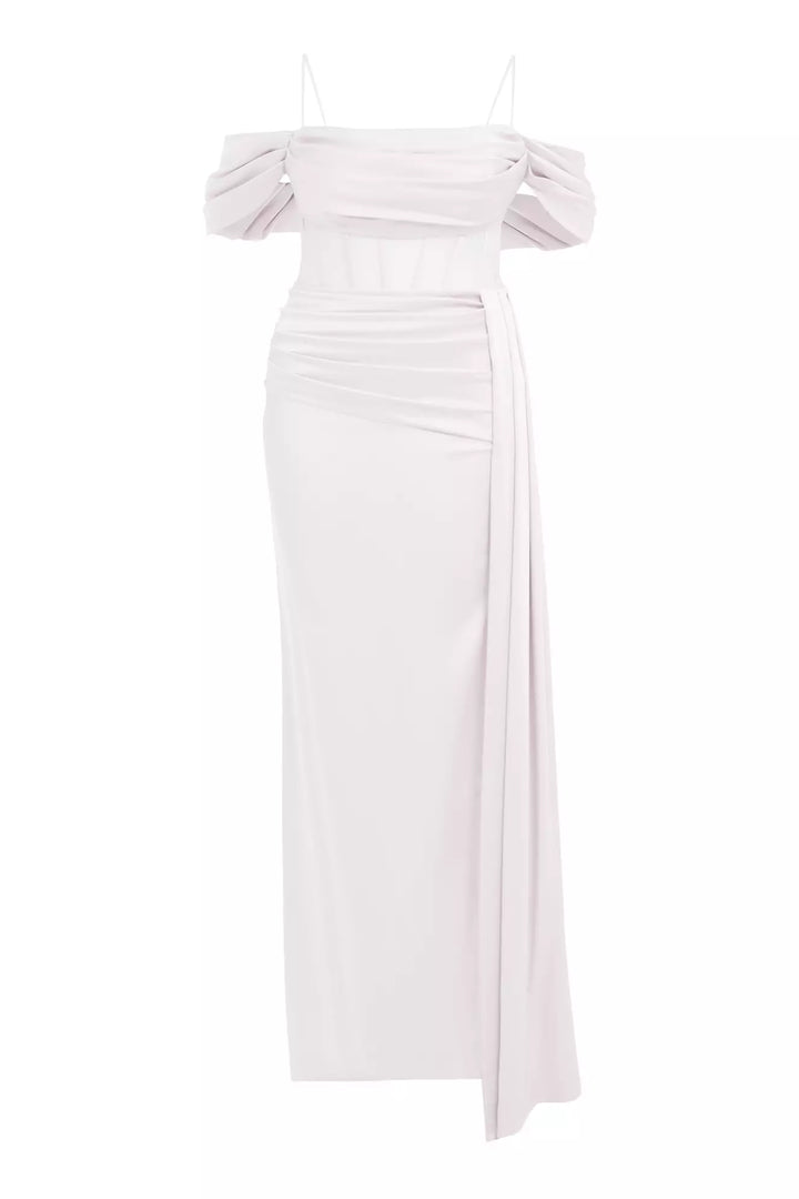 FRV White plus size satin sleeveless long dress - Bolingbrook