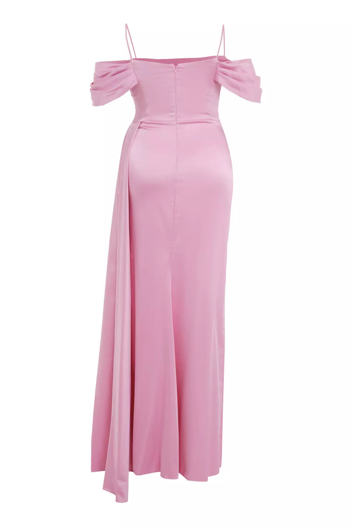 FRV Pink plus size satin sleeveless long dress - Río Grande