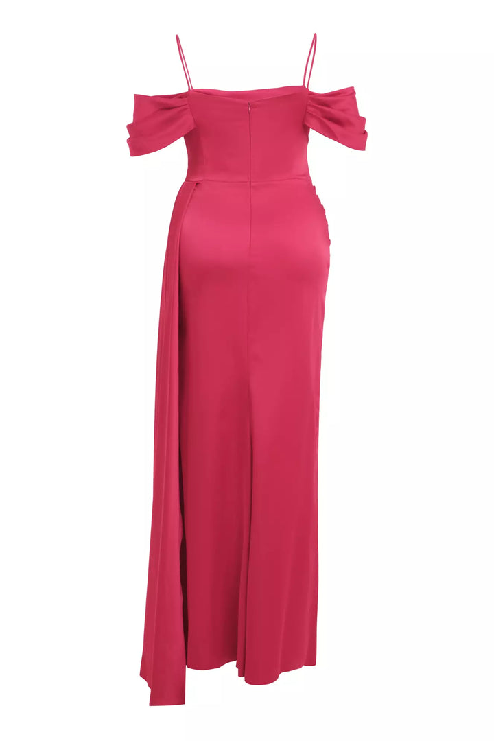 FRV Fuchsia plus size satin sleeveless long dress - Irondequoit