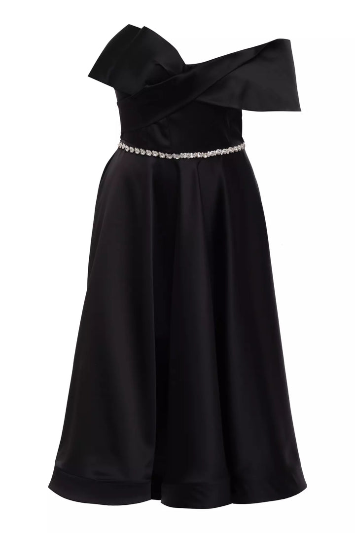 FRV Black plus size satin sleeveless long dress - Edgware