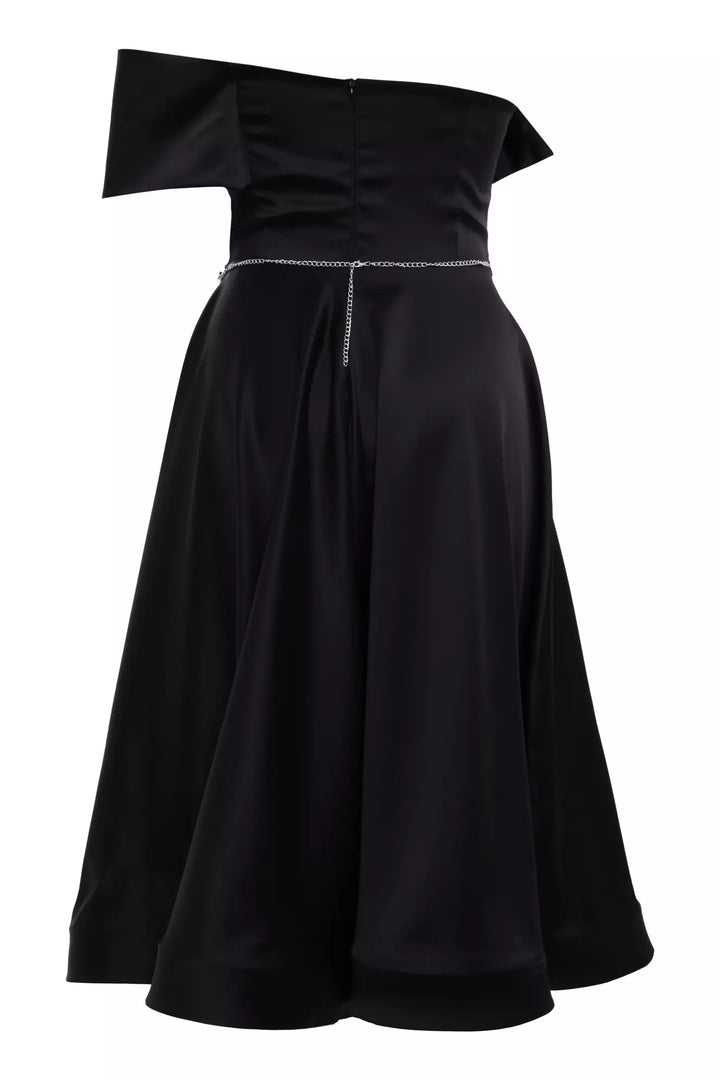 FRV Black plus size satin sleeveless long dress - Edgware