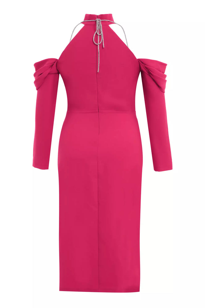 FRV Fuchsia plus size crepe long sleeve midi dress - San Francisco del Rincón