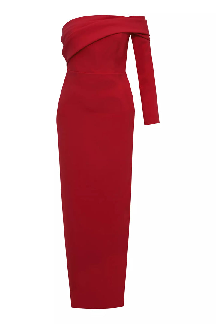 FRV Red plus size crepe single sleeve long dress - Cambrils