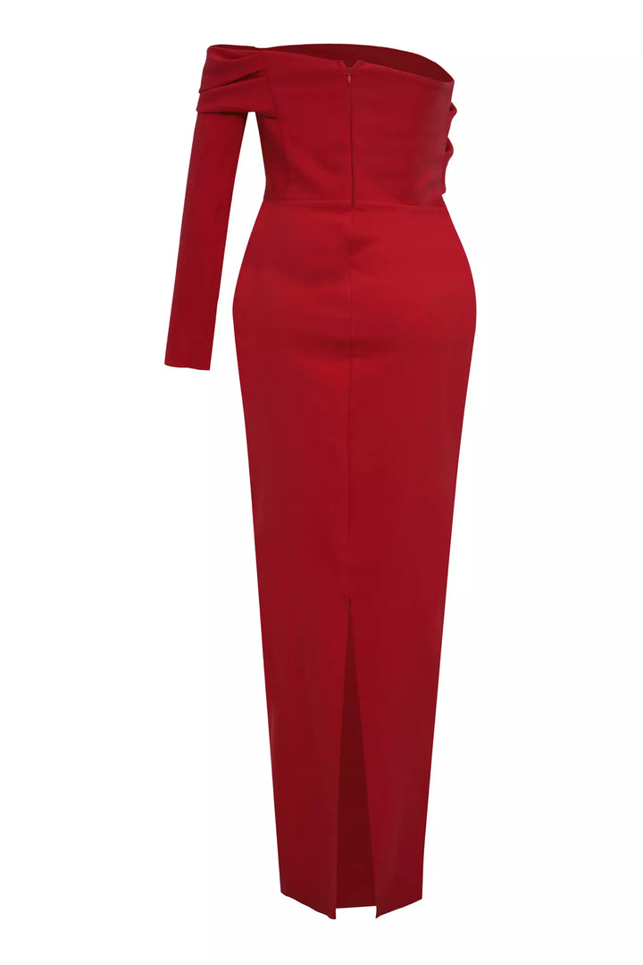FRV Red plus size crepe single sleeve long dress - Cambrils