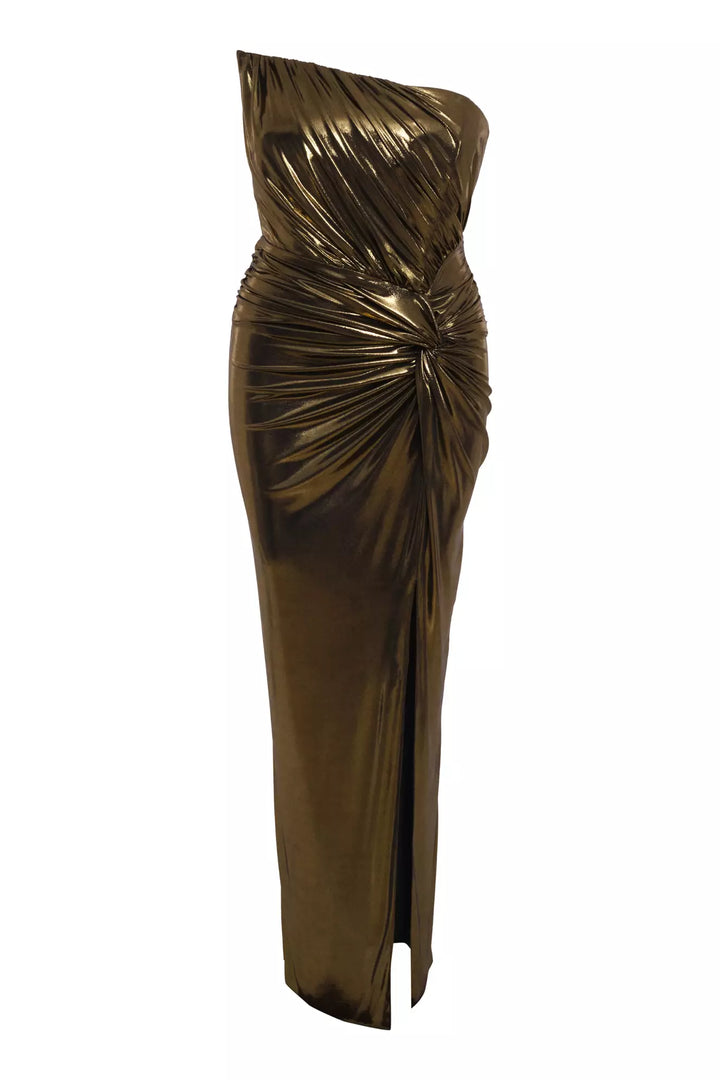 FRV Siyah altın plus size knitted sleeveless long dress - Neath
