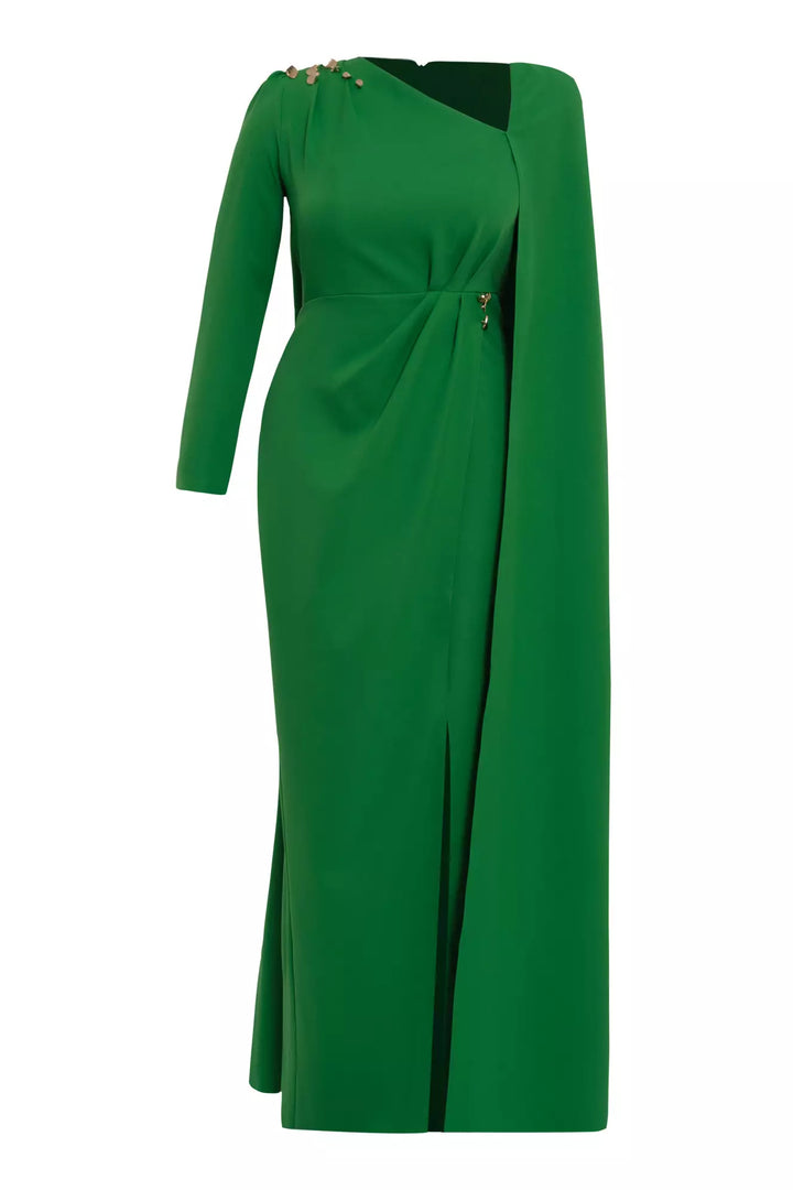 FRV Green plus size crepe long sleeve long dress - Jocotepec