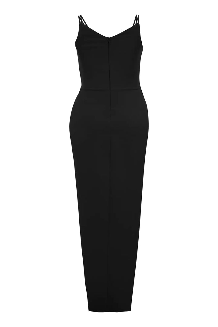 FRV Black plus size crepe sleeveless long dress - Invercargill