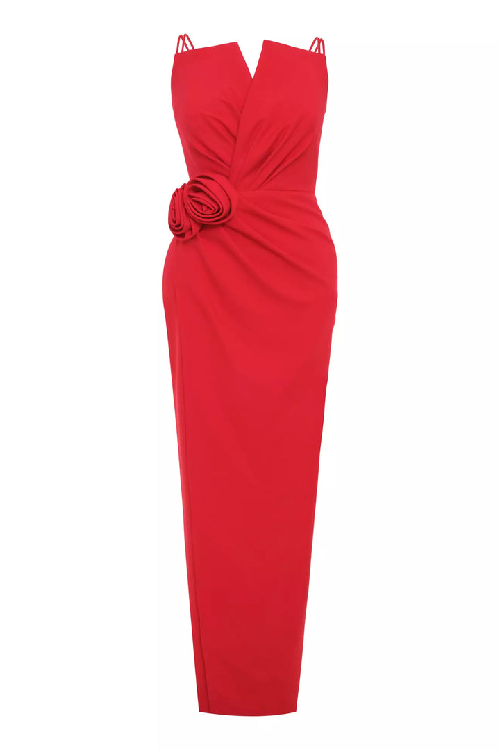 FRV Red plus size crepe sleeveless long dress - Hasselt
