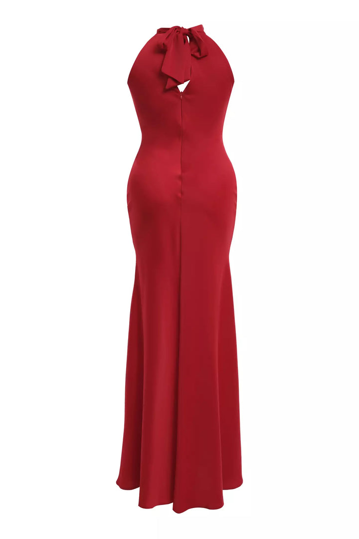 FRV Red plus size satin sleeveless long dress - Fair Oaks