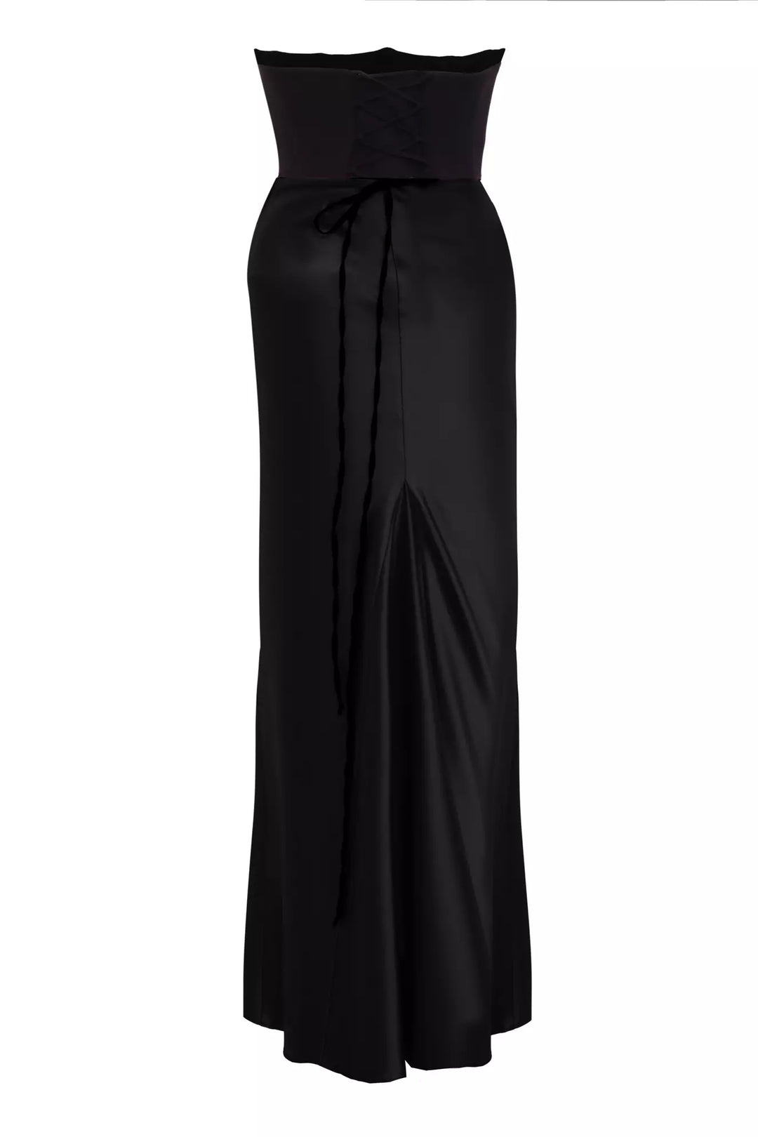 FRV Black plus size satin sleeveless long dress - Gladstone