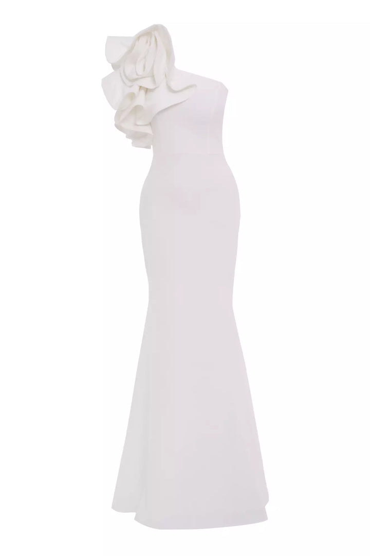 FRV White crepe single sleeve maxi dress - Decatur
