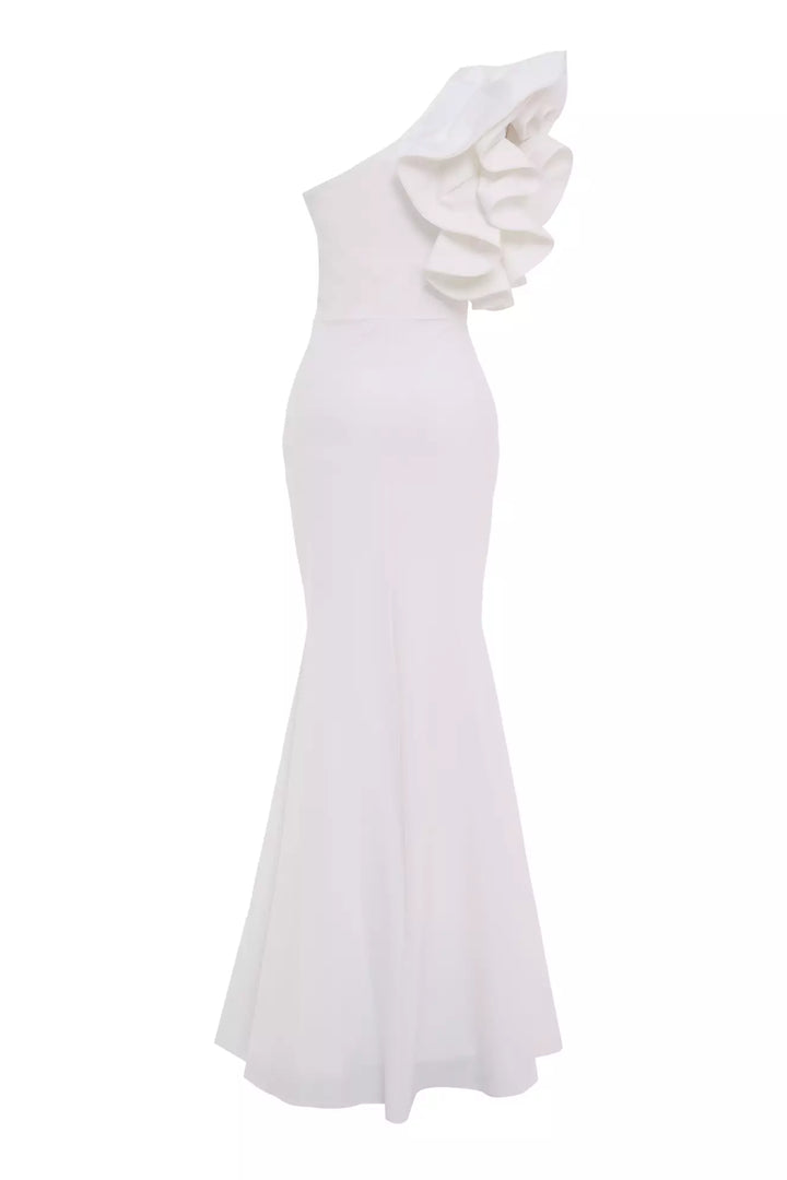 FRV White crepe single sleeve maxi dress - Decatur