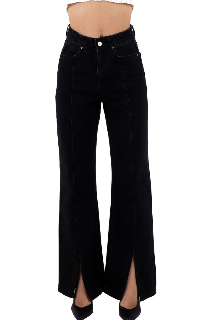 XLJ Palazzo Jeans مع فتحة في النهاية وخطوط خياطة إضافية في الأمام مختلط - إيفانسفيل