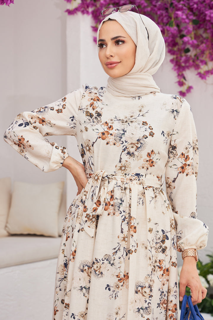 فستان سارا من الكتان للنساء من ZRF - بني - دراغينان