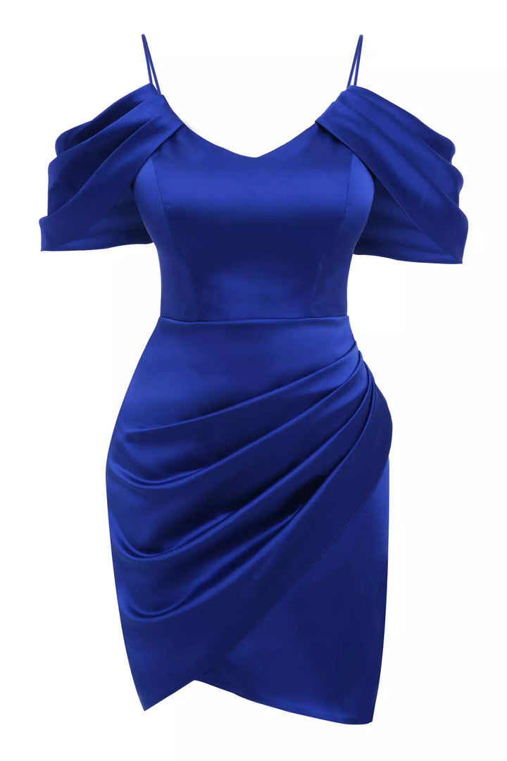 FRV Blue satin sleeveless mini dress - Issy-les-Moulineaux