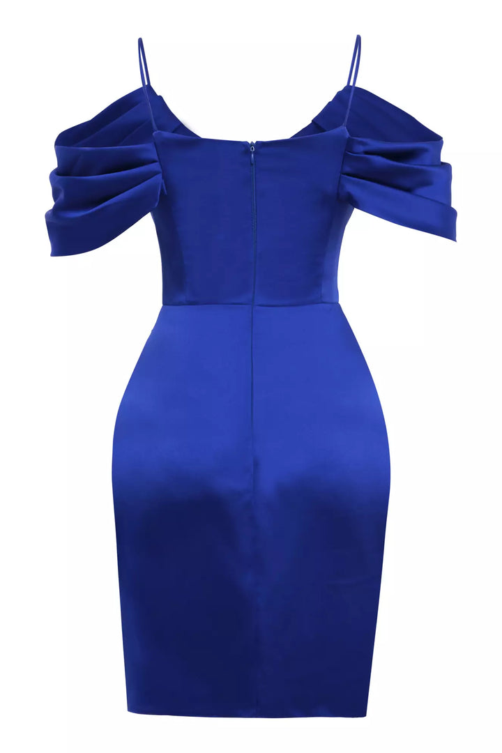 FRV Blue satin sleeveless mini dress - Issy-les-Moulineaux