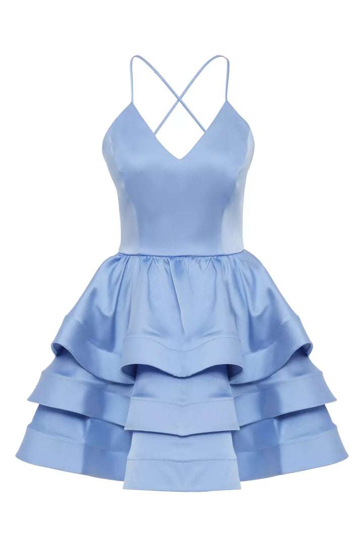 FRV Blue satin sleeveless mini dress - The Acreage