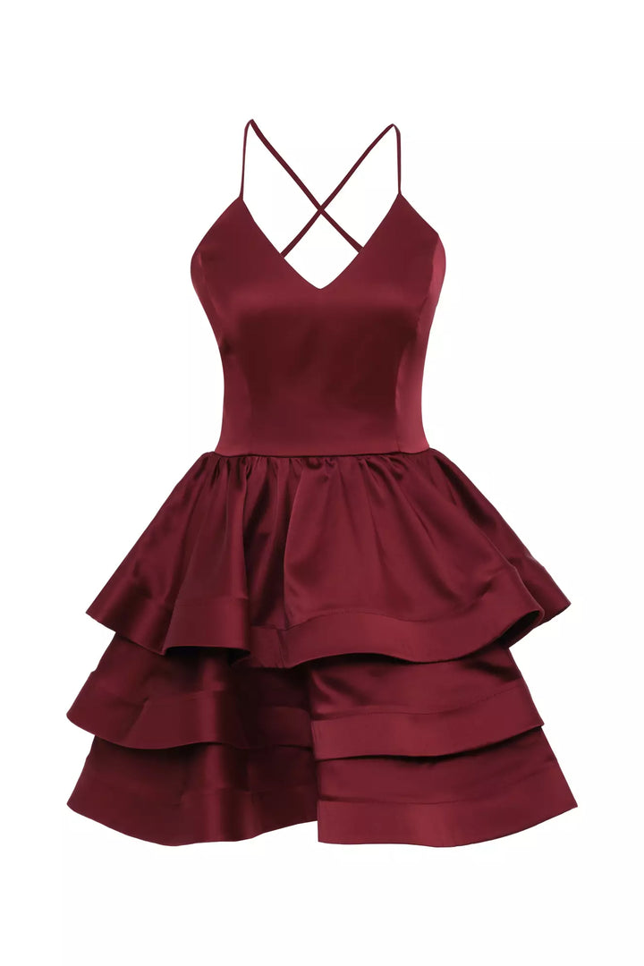 FRV Maroon satin sleeveless mini dress - Iaşi