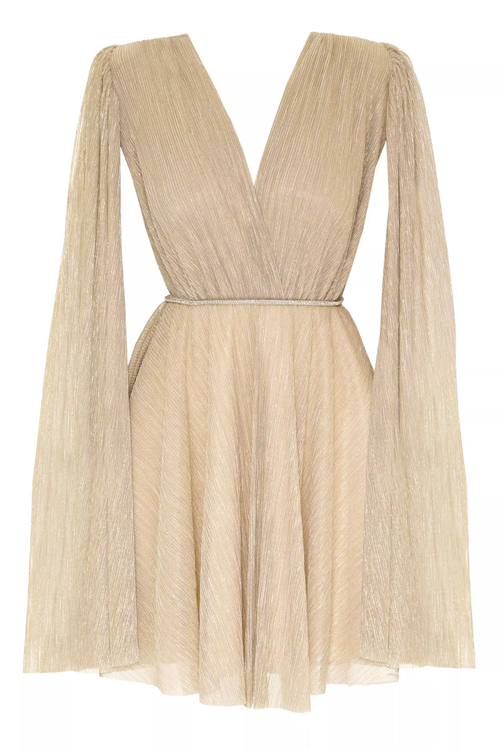 FRV Gold woven long sleeve mini dress - Mableton