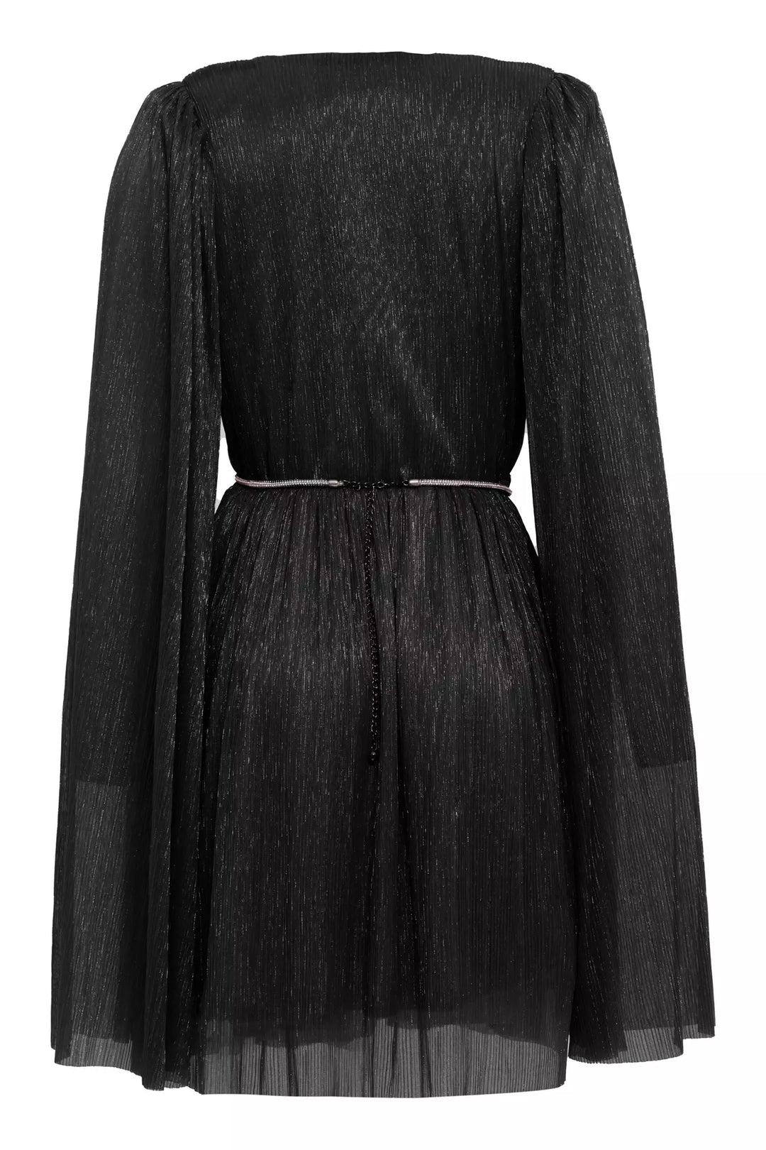 FRV Black silver woven long sleeve mini dress - Agualva