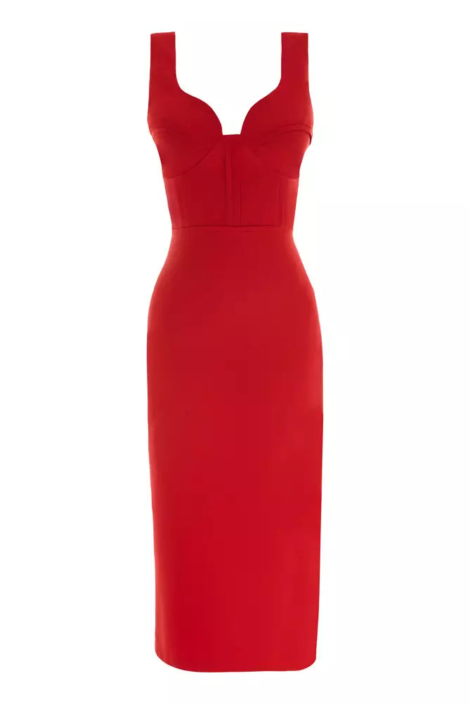 FRV Red crepe sleeveless maxi dress - Barri