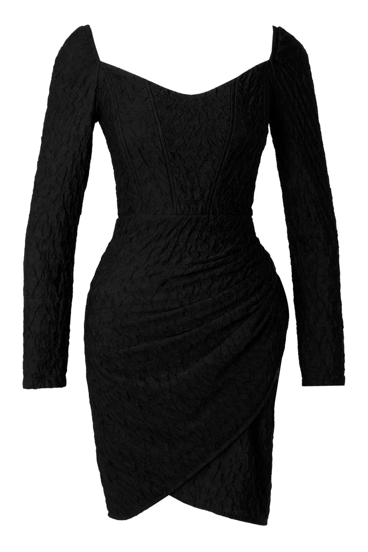 FRV Black sandy long sleeve mini dress - Huntington