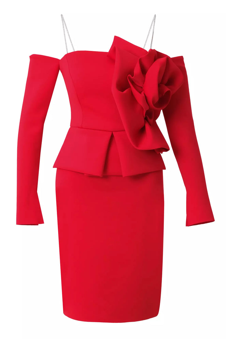 FRV Red dolphin long sleeve mini dress - Shelton