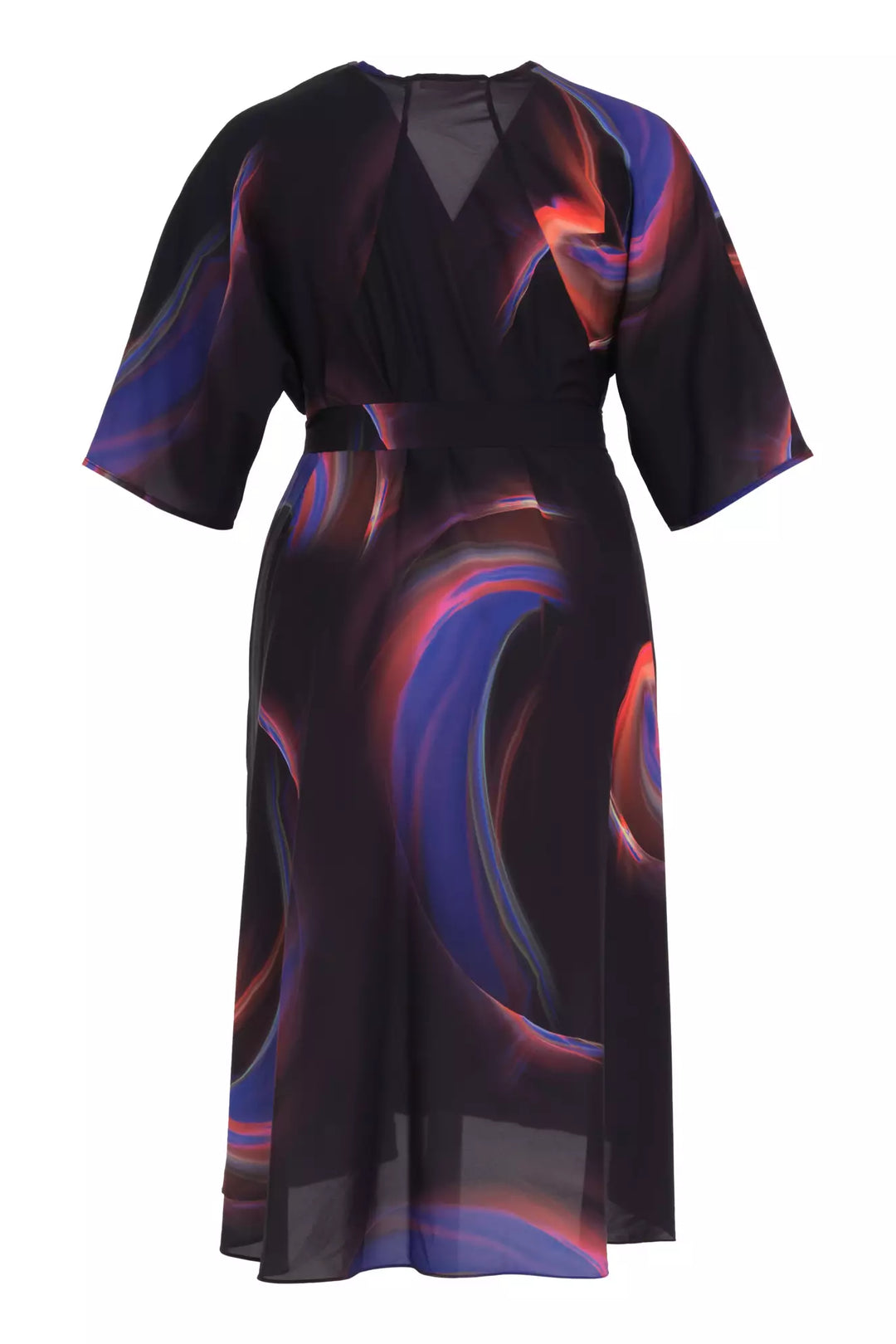 FRV Printed satin capri arm long dress - San Juan Cancuc