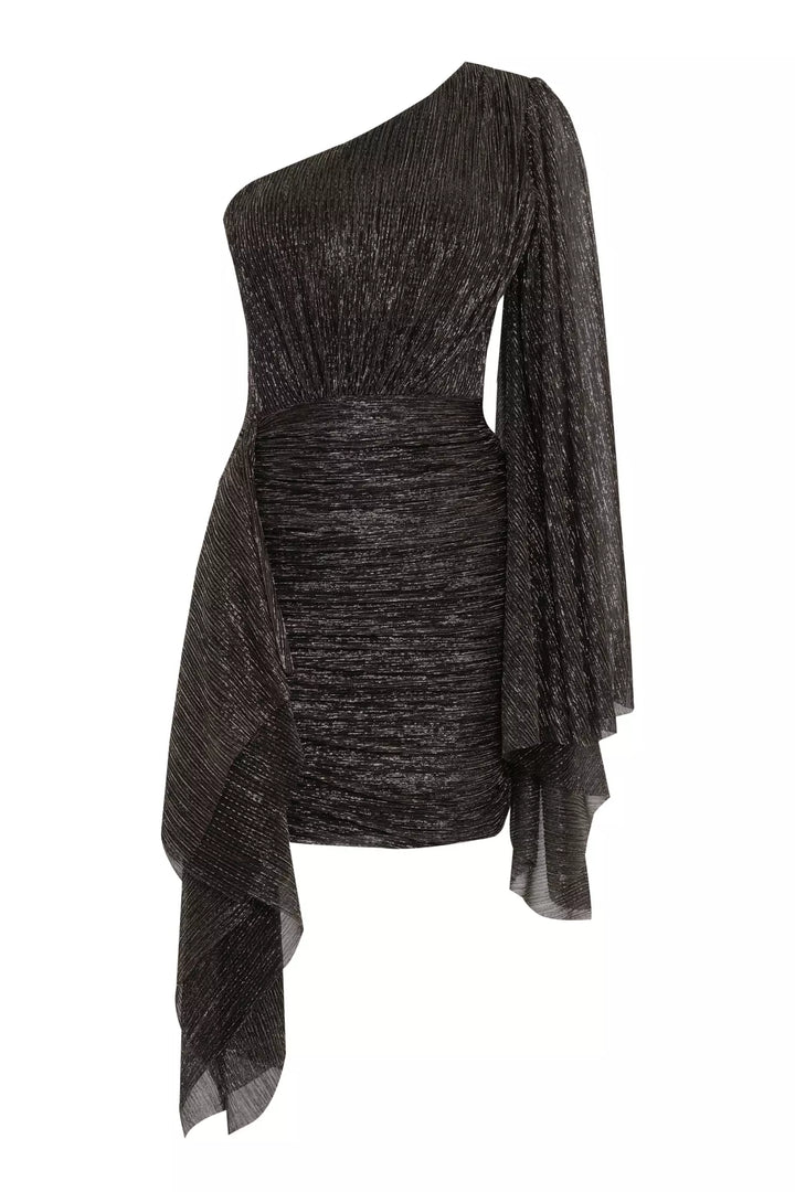 FRV Siyah altın moonlight single sleeve mini dress - Frechen