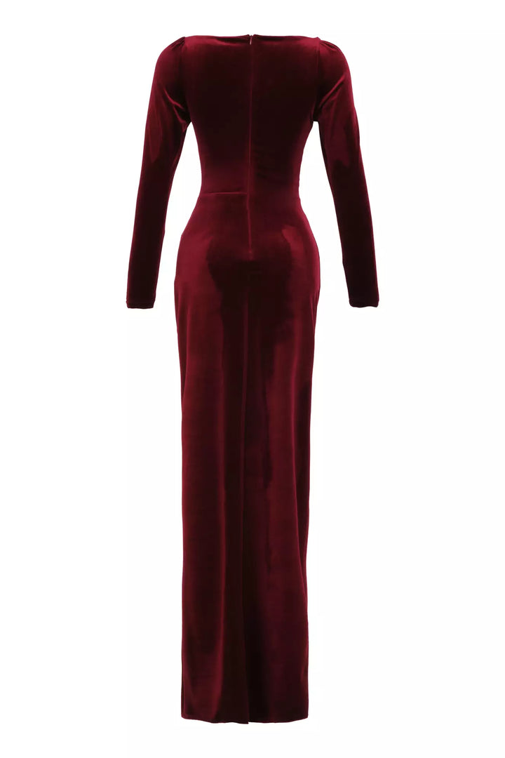 FRV Maroon velvet long sleeve long dress - Chesterfield