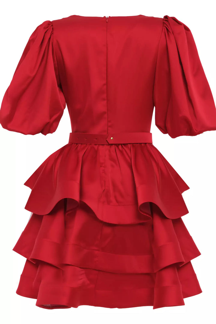 FRV Red satin capri arm mini dress - Clermont-Ferrand