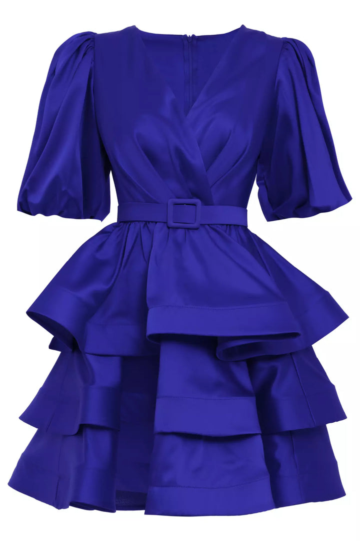 FRV Blue satin capri arm mini dress - Koblenz