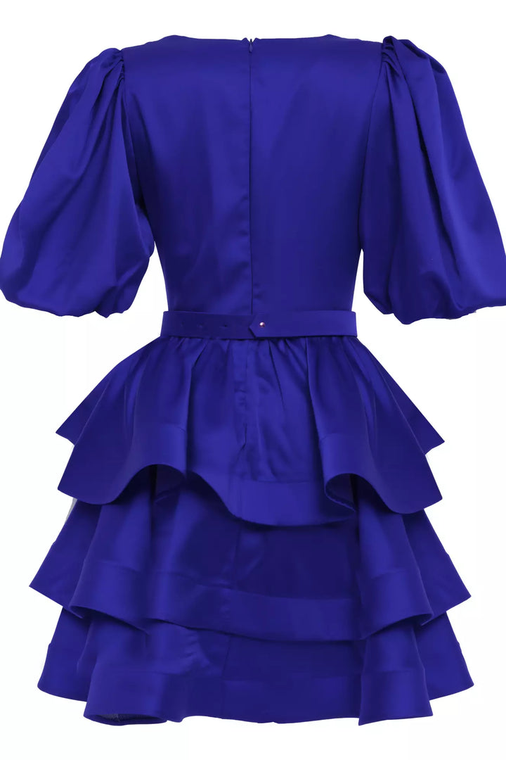 FRV Blue satin capri arm mini dress - Koblenz
