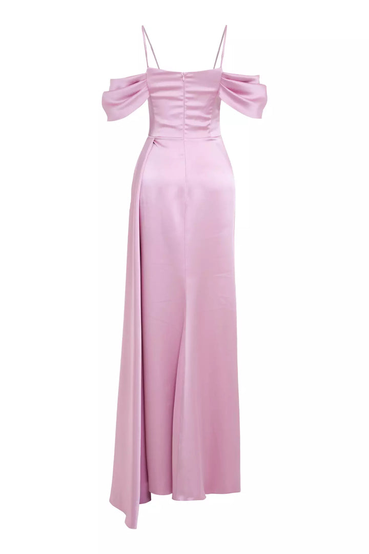 FRV Pink satin sleeveless long dress - Leicester
