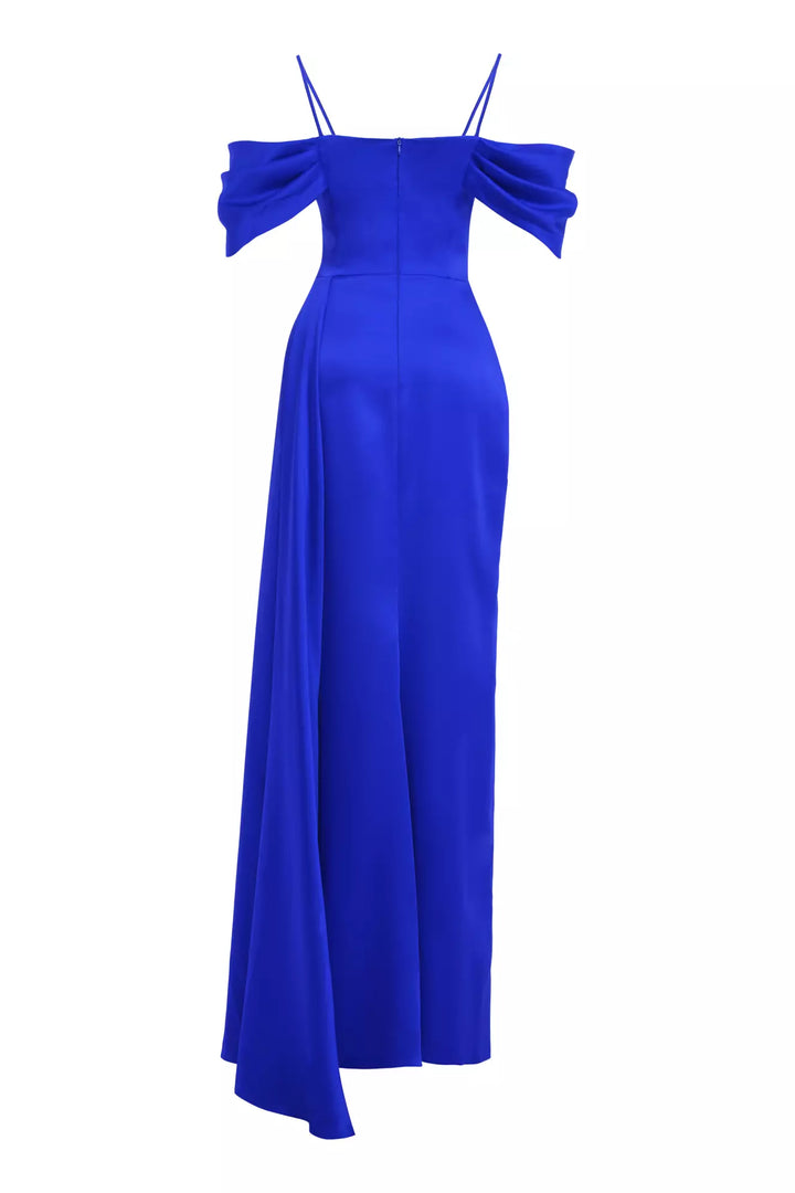 FRV Blue satin sleeveless long dress - Tipton